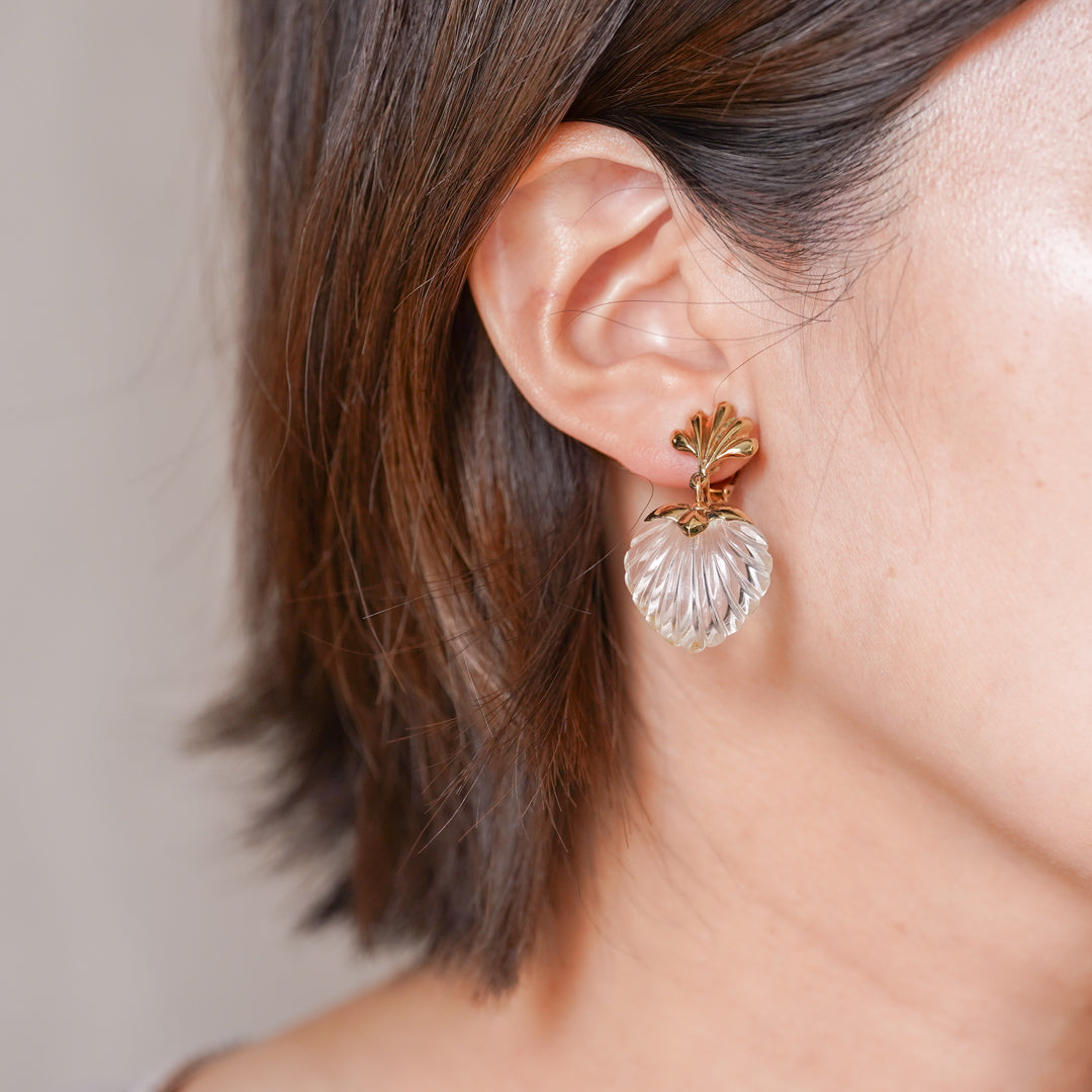 Vintage Shell Motif Glass Earrings