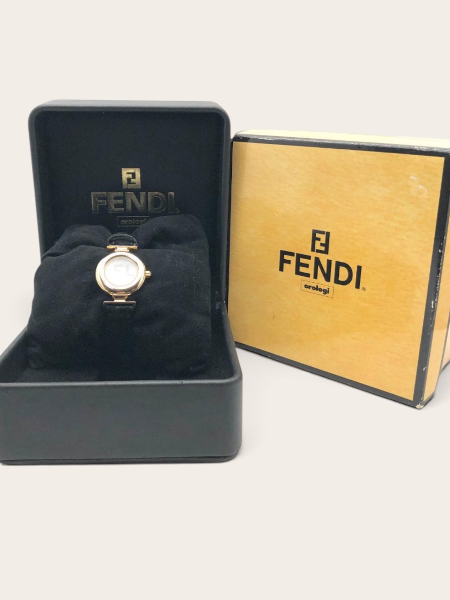 FENDI Zucca Black Dial Gold-Tone Vintage Watch