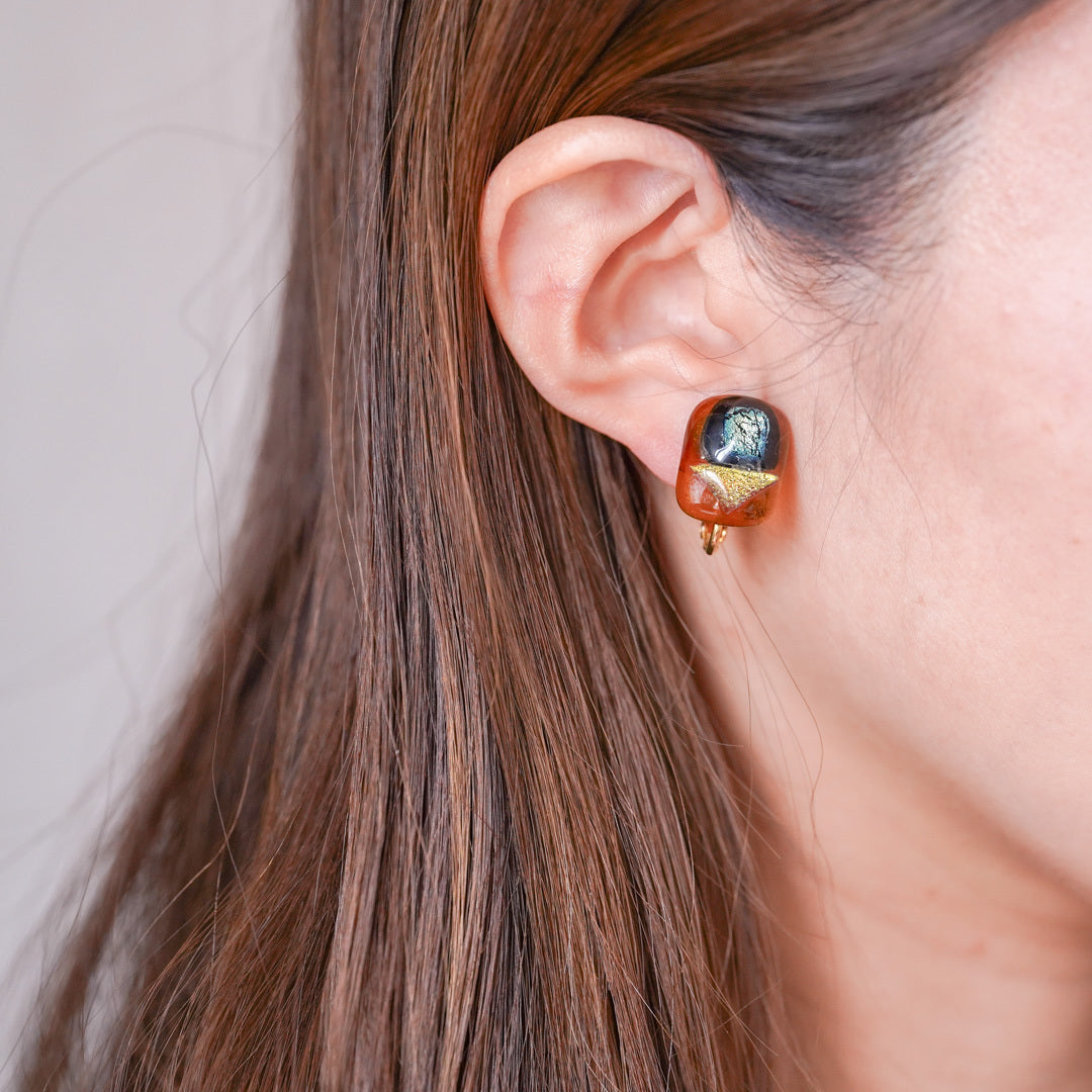 Vintage Amber Glass Earrings