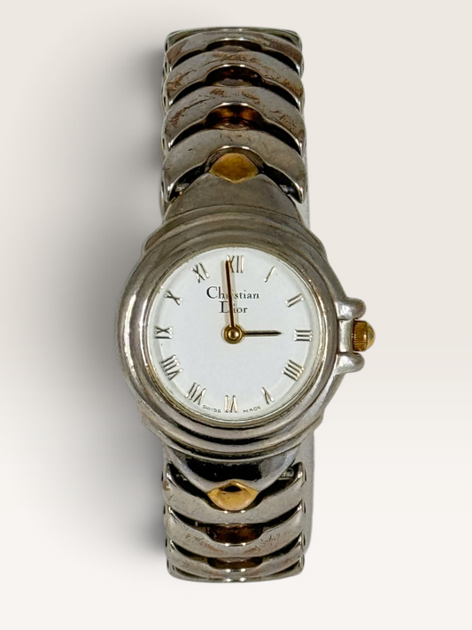Christian Dior Two-Tone Roman Numeral Watch – Vintage Bracelet Watch