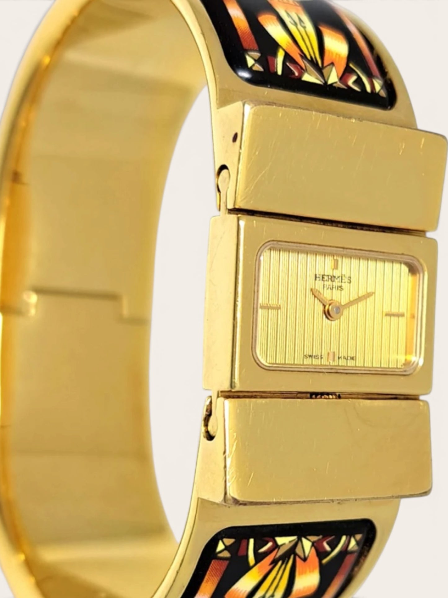 HERMÈS Loquet Gold-Tone Bangle Watch