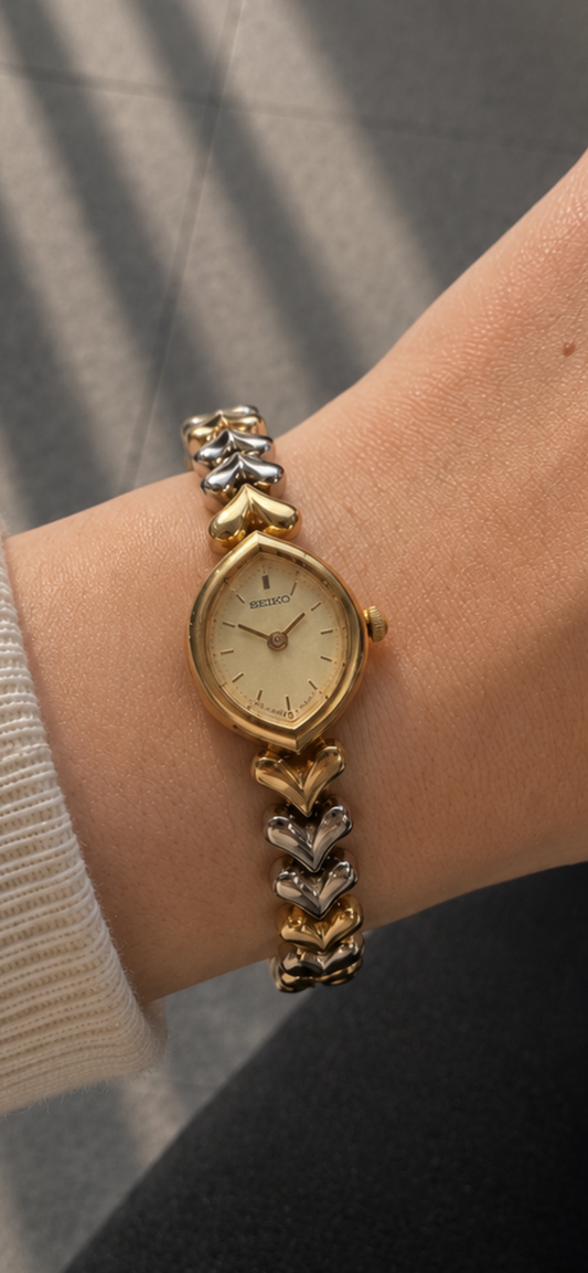 Seiko Quartz Small-Case Heart-Motif Two-Tone Bracelet Watch