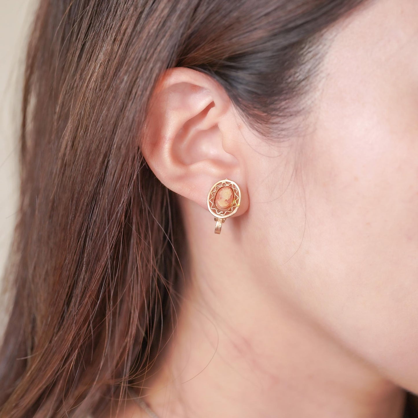 Vintage Cameo Motif Earrings