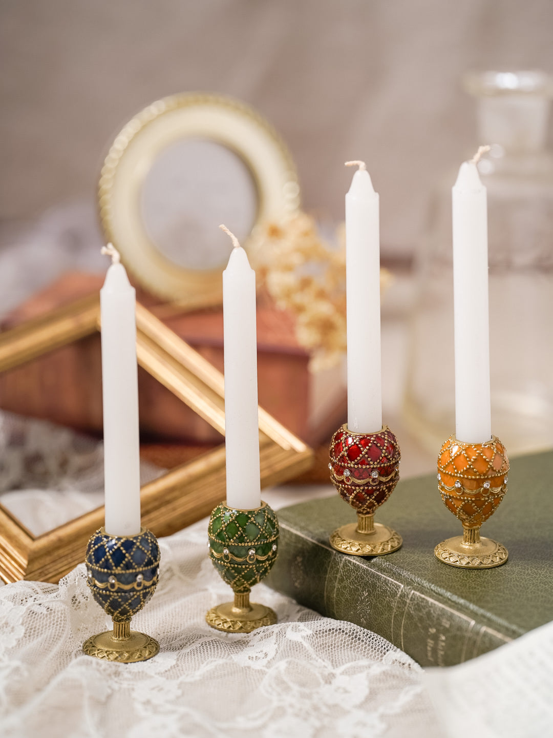 Faberge Collection: Candle Holder Green
