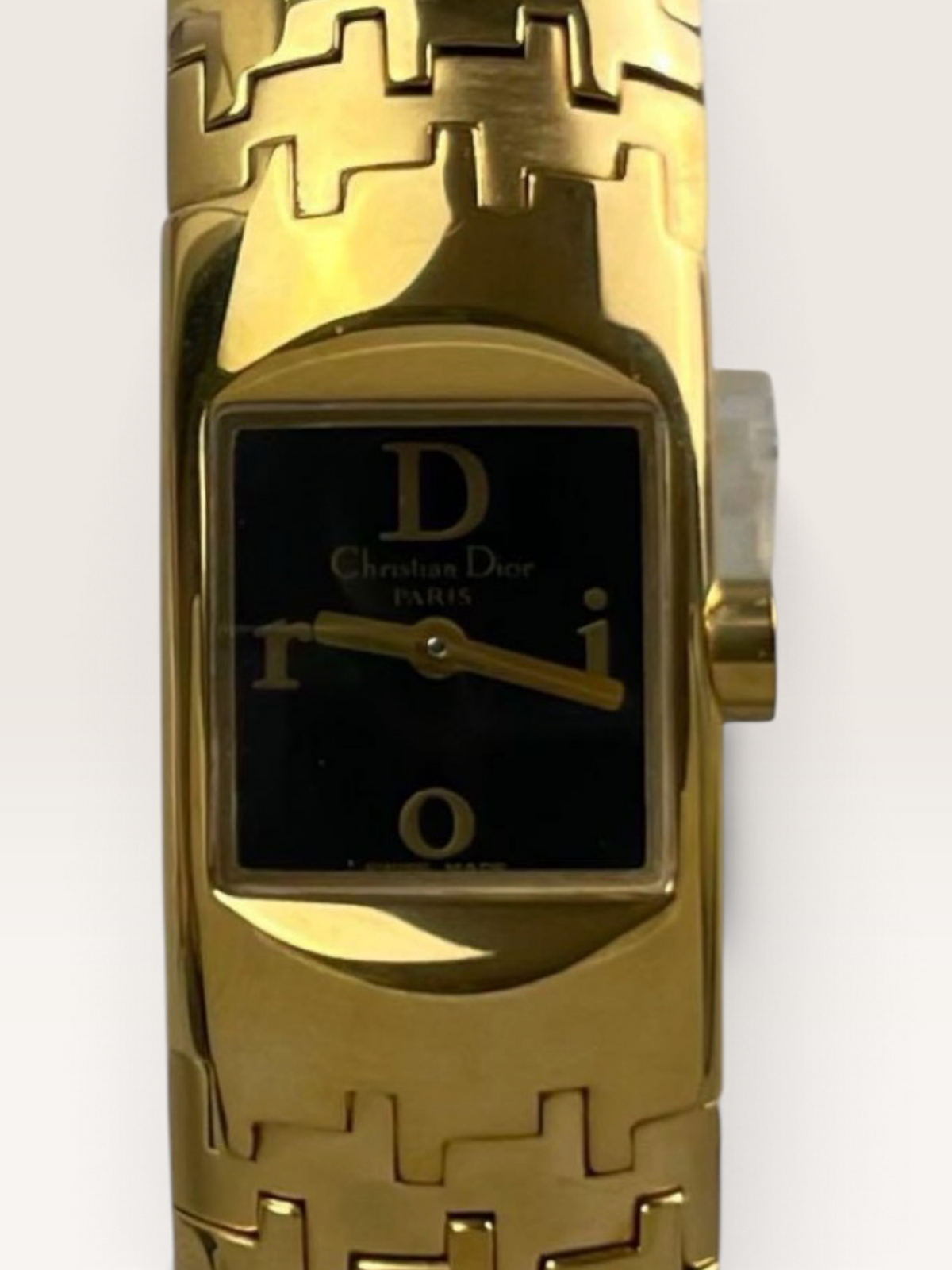 Vintage Christian Dior Black Dial Gold-Tone Watch