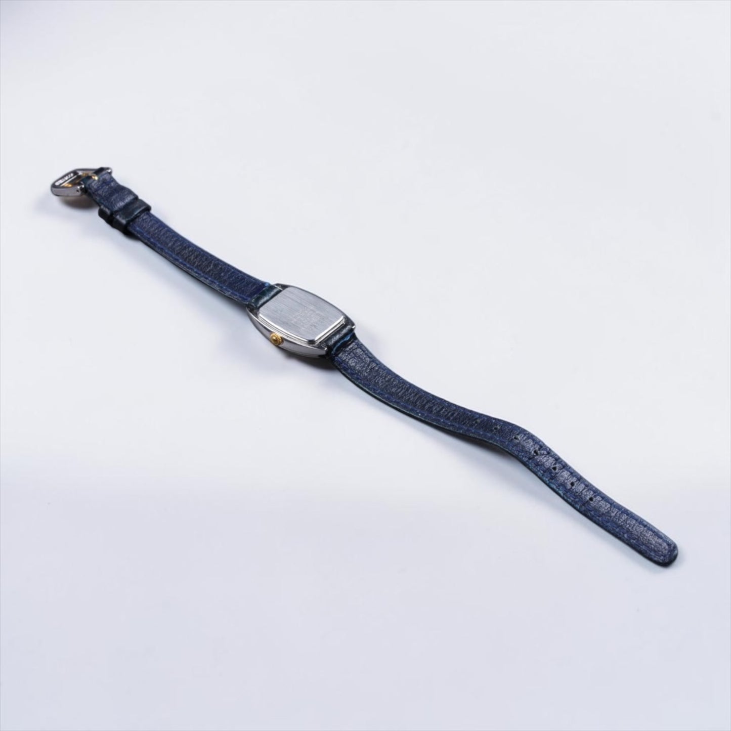 Seiko LUCENT Tonneau-Case Roman Numeral Navy Leather Watch