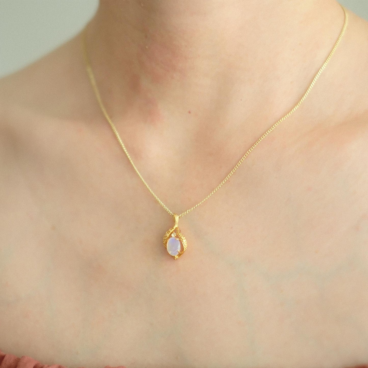 "Ethereal Glow" White Opal Asymmetrical Design Pendant