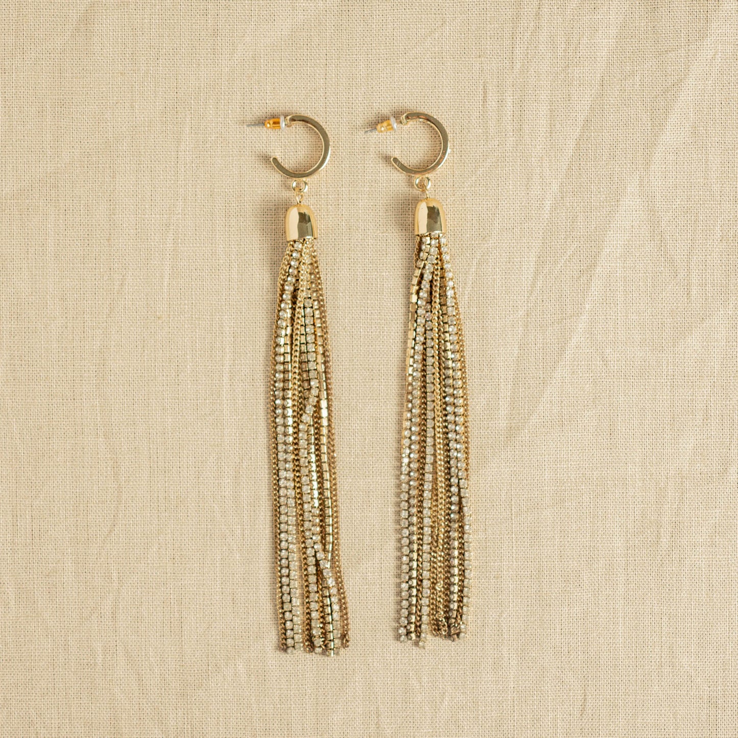Vintage Gold Fringe Long Drop Post Earrings
