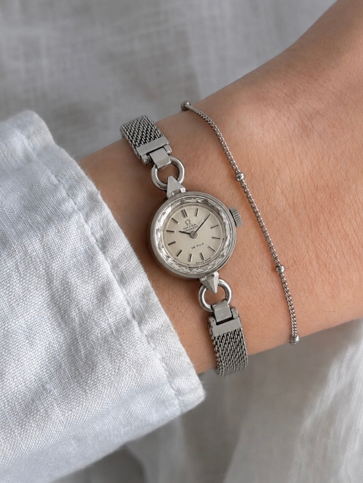 Vintage Omega De Ville Cut Glass Watch