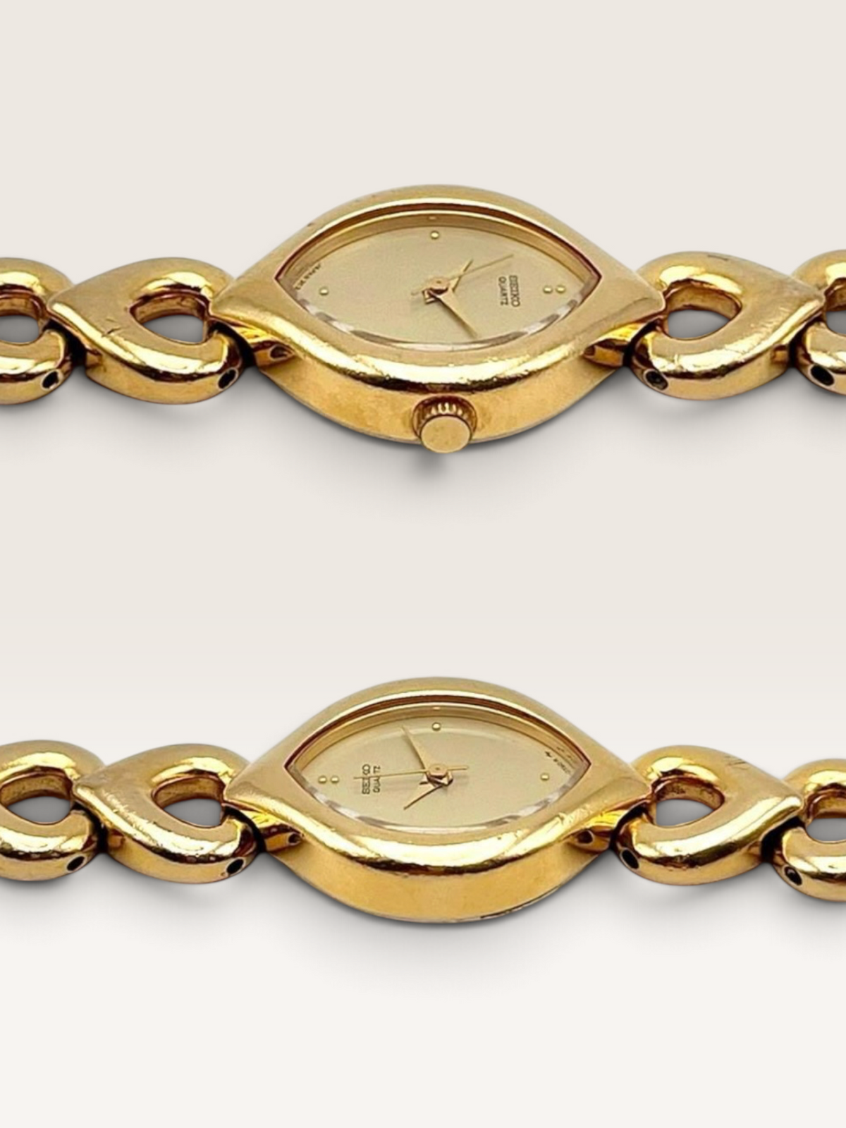 Vintage SEIKO Gold-Tone Heart Link Bracelet Watch