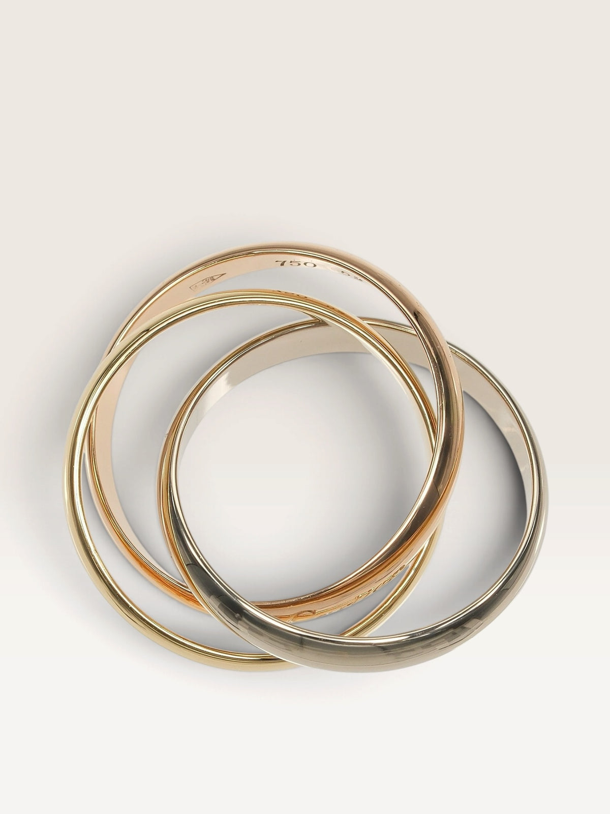 Cartier Trinity 18K Three-Tone Gold Ring – 3.5mm Band, Size 52