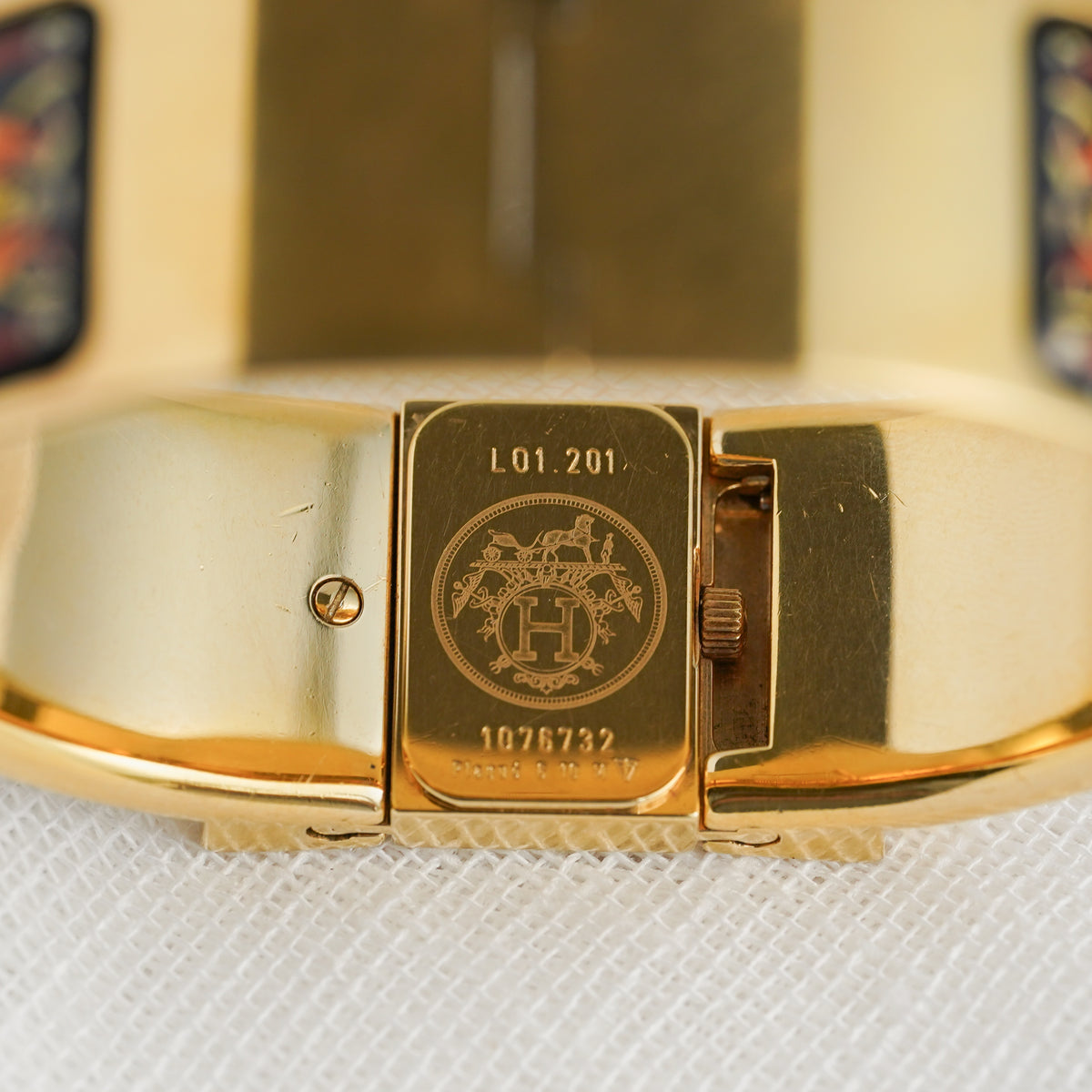 HERMÈS Loquet Gold-Tone Bangle Watch