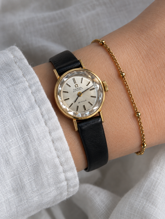 OMEGA De Ville Vintage Watch with Faceted Crystal