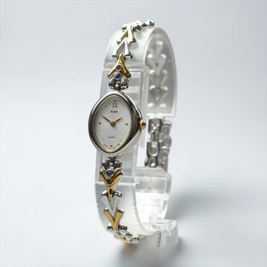Seiko ALBA Oval-Case Blue-Stone Bracelet Watch