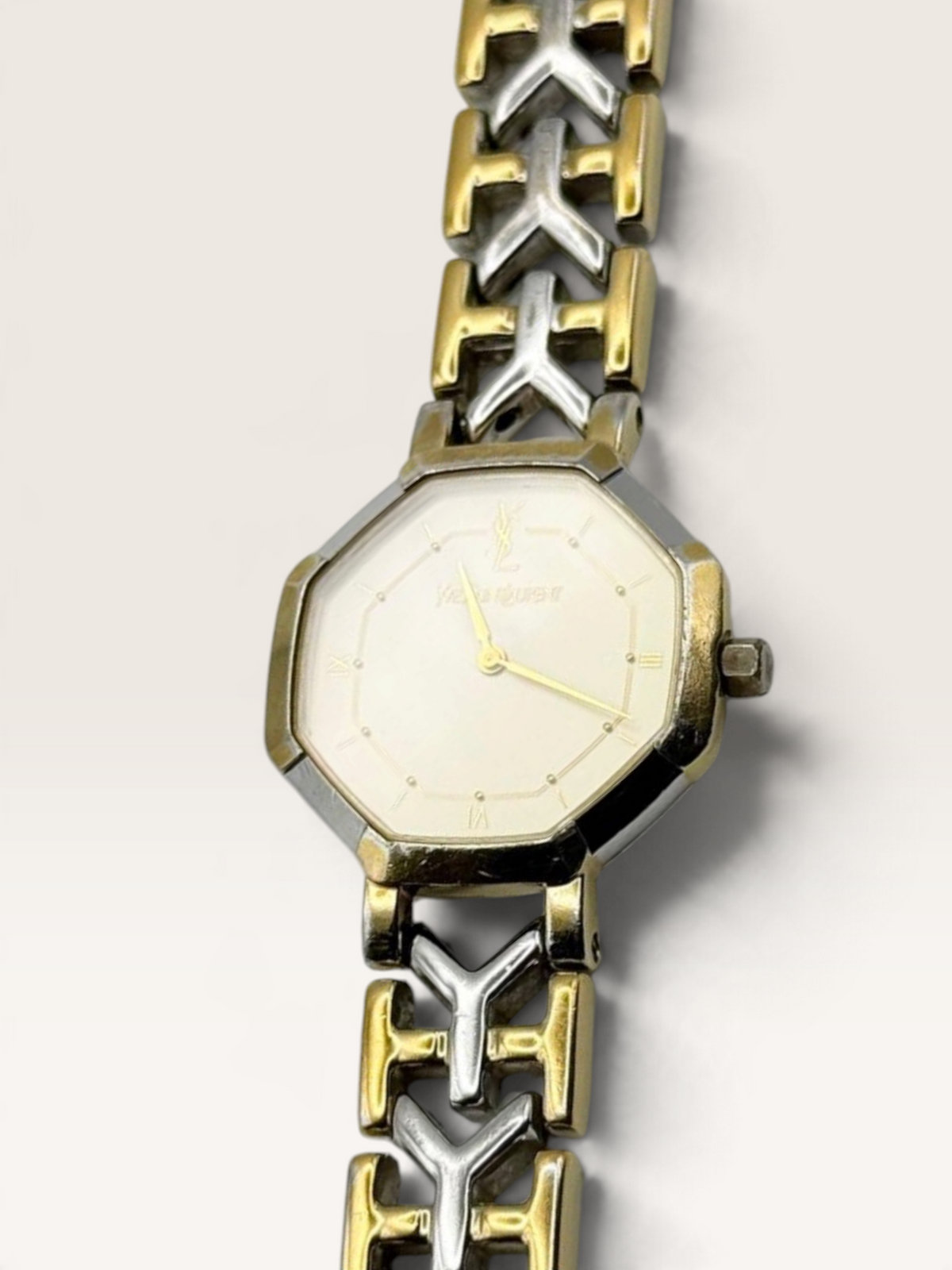 Yves Saint Laurent Octagonal Two-Tone Bracelet Watch