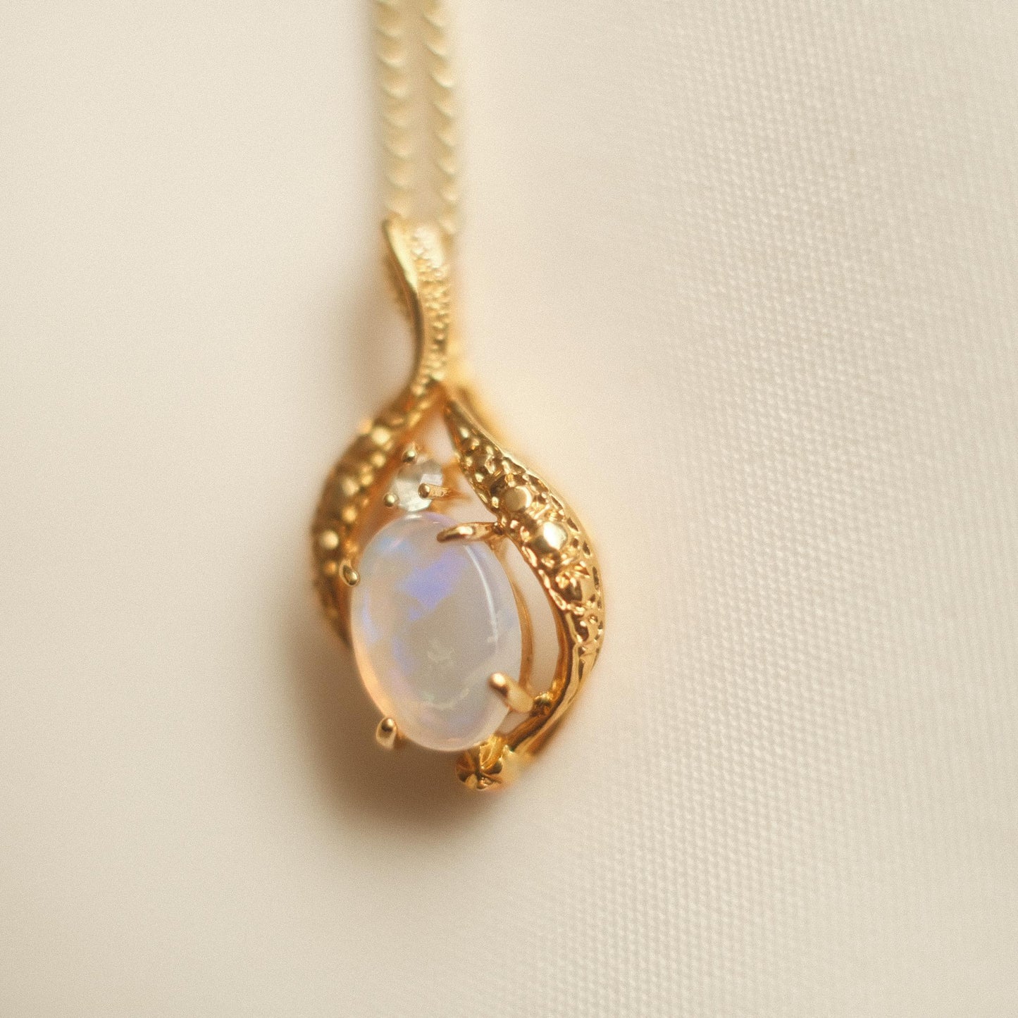 "Ethereal Glow" White Opal Asymmetrical Design Pendant