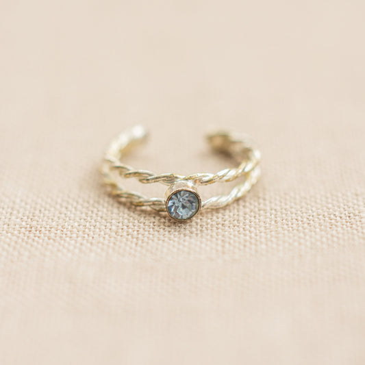 Vintage Twisted Metal Blue Stone Pinky/Midi Ring