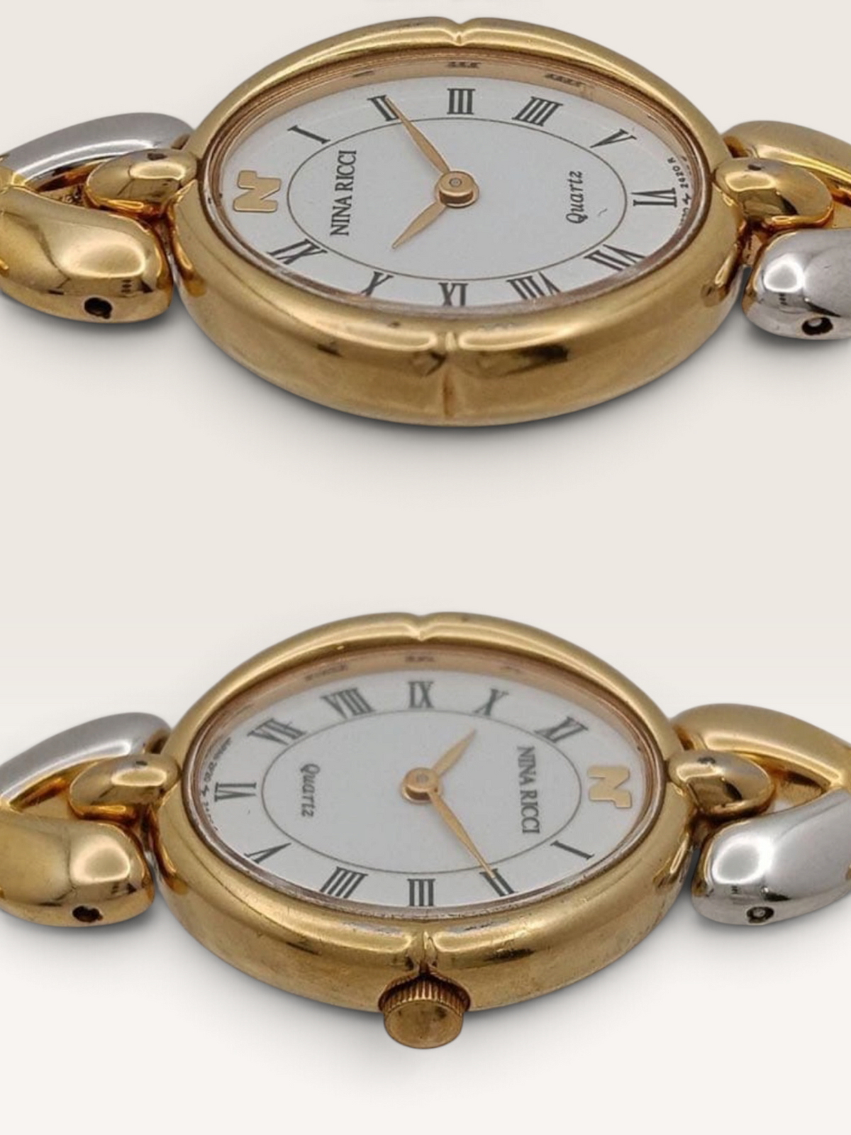 Vintage NINA RICCI Two-Tone Oval Bracelet Watch