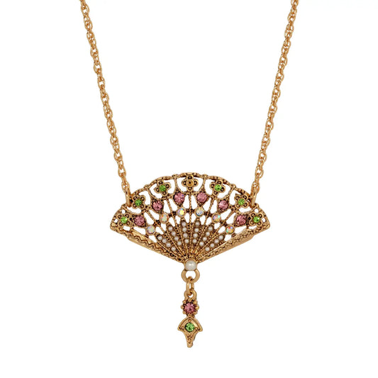 リージェンシー デコ ブルーミング エレガンス ペンダント Regency Deco Blooming Elegance Multi Crystal & Faux Pearl Pendant Necklace