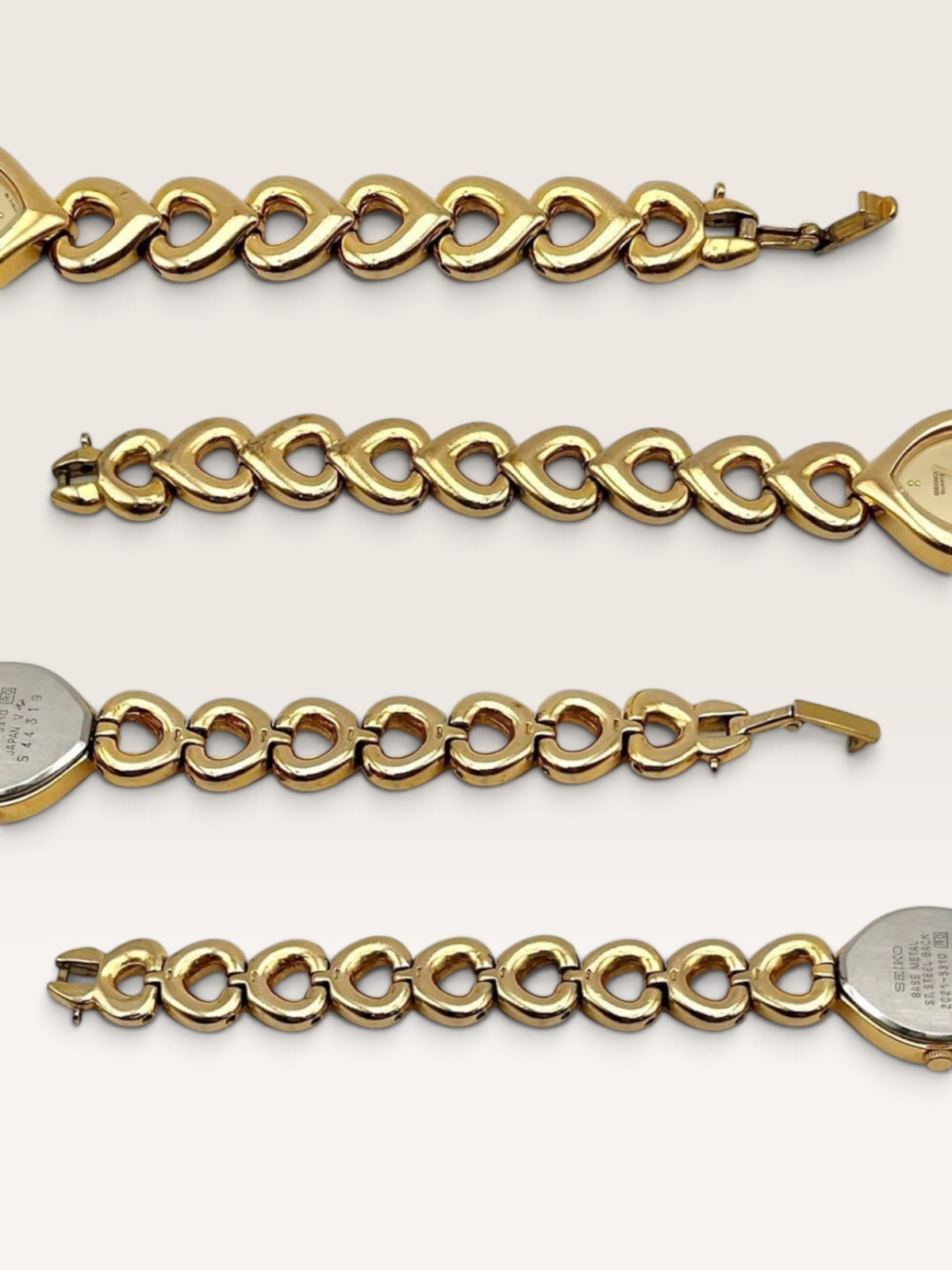Vintage SEIKO Gold-Tone Heart Link Bracelet Watch