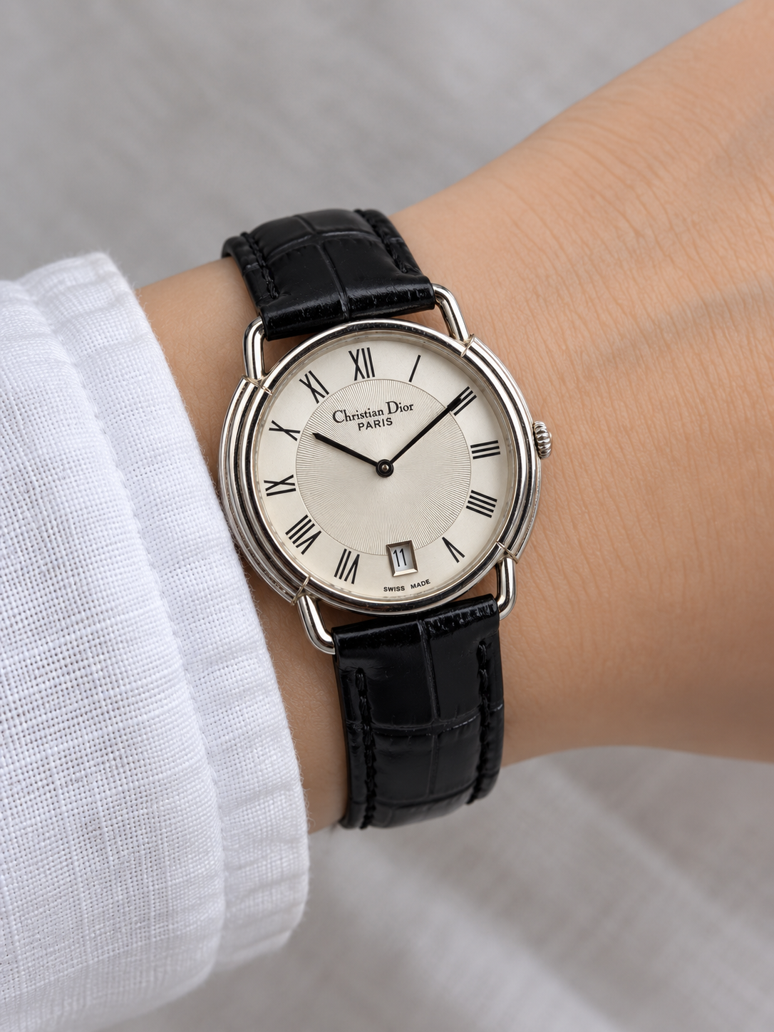 Christian Dior  Guilloché Roman Date Vintage Watch