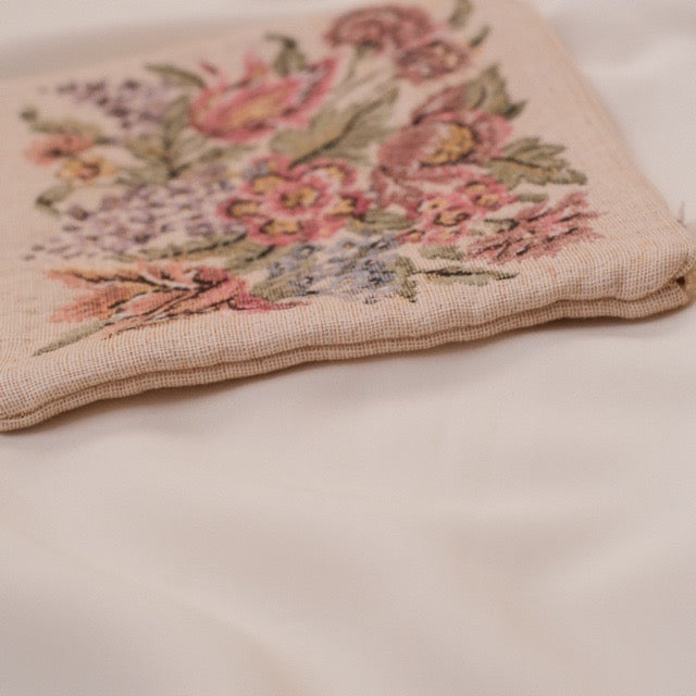 Vintage Petit Point Floral Cosmetic Pouch (Wienerwald, Austria)