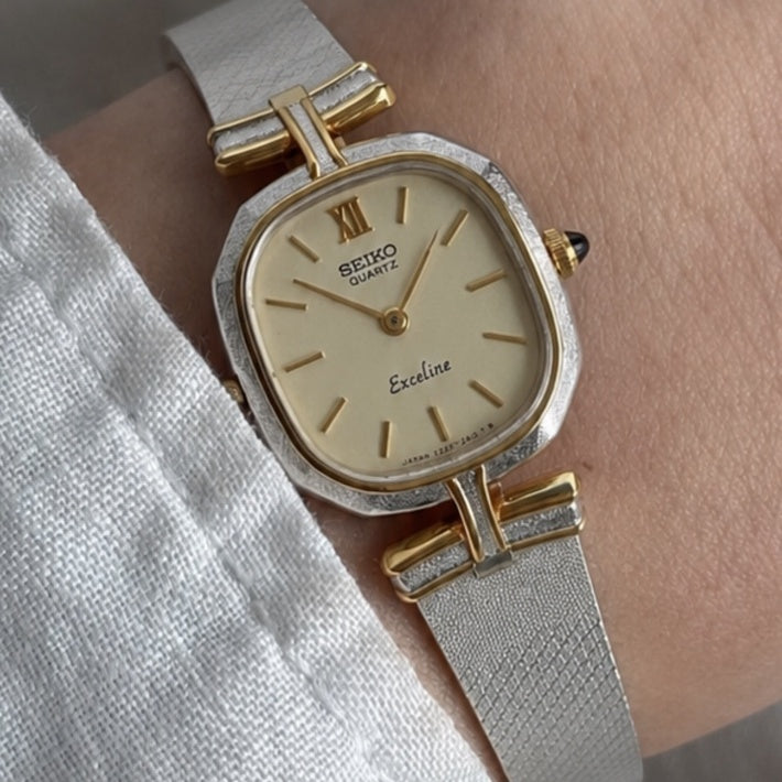 Seiko Exceline Square-Case Roman Numeral Mesh Bracelet Watch