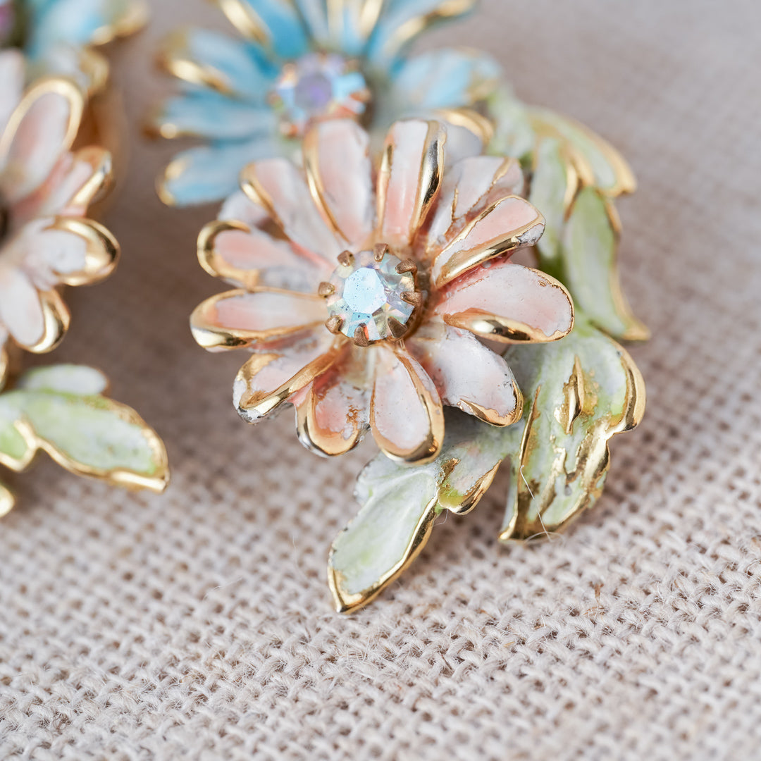 Vintage Kramer Pastel Floral Earrings