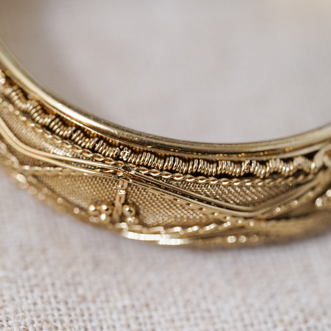 Vintage Gold Filigree Hinged Bangle