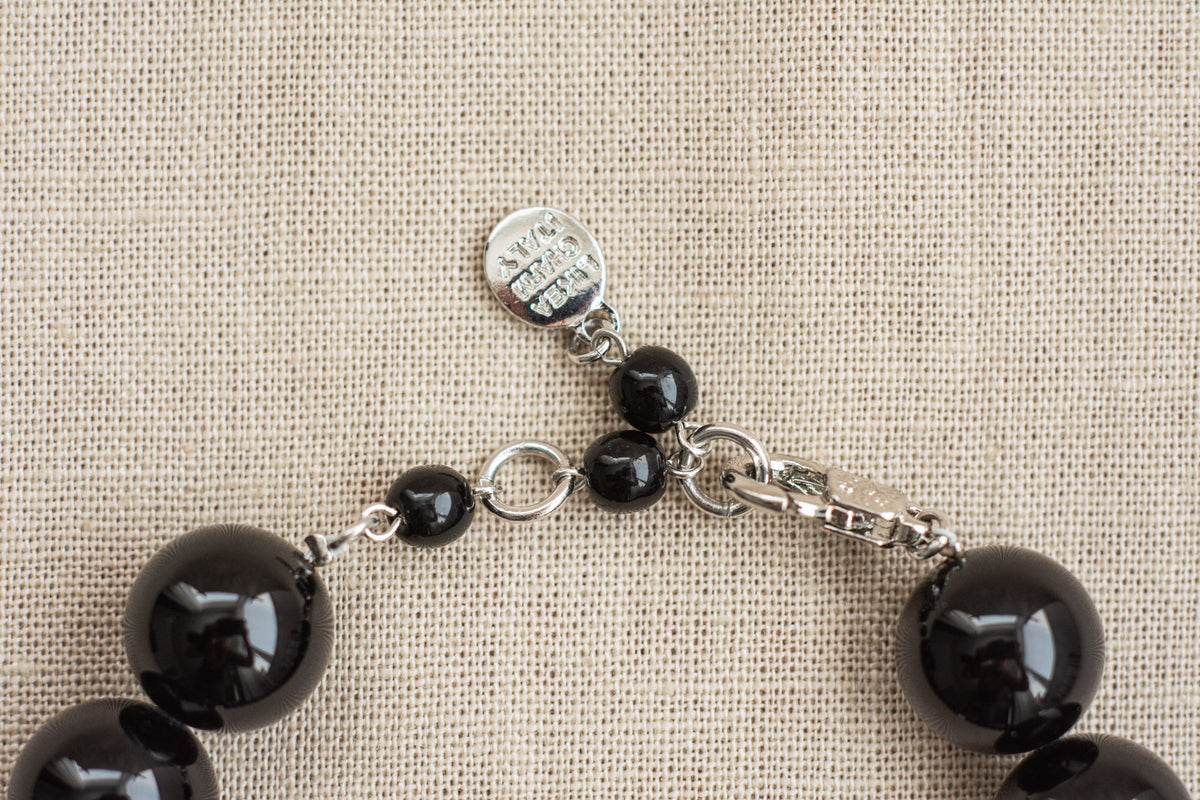 Vintage Italian Black &amp; White Glass Bead Necklace