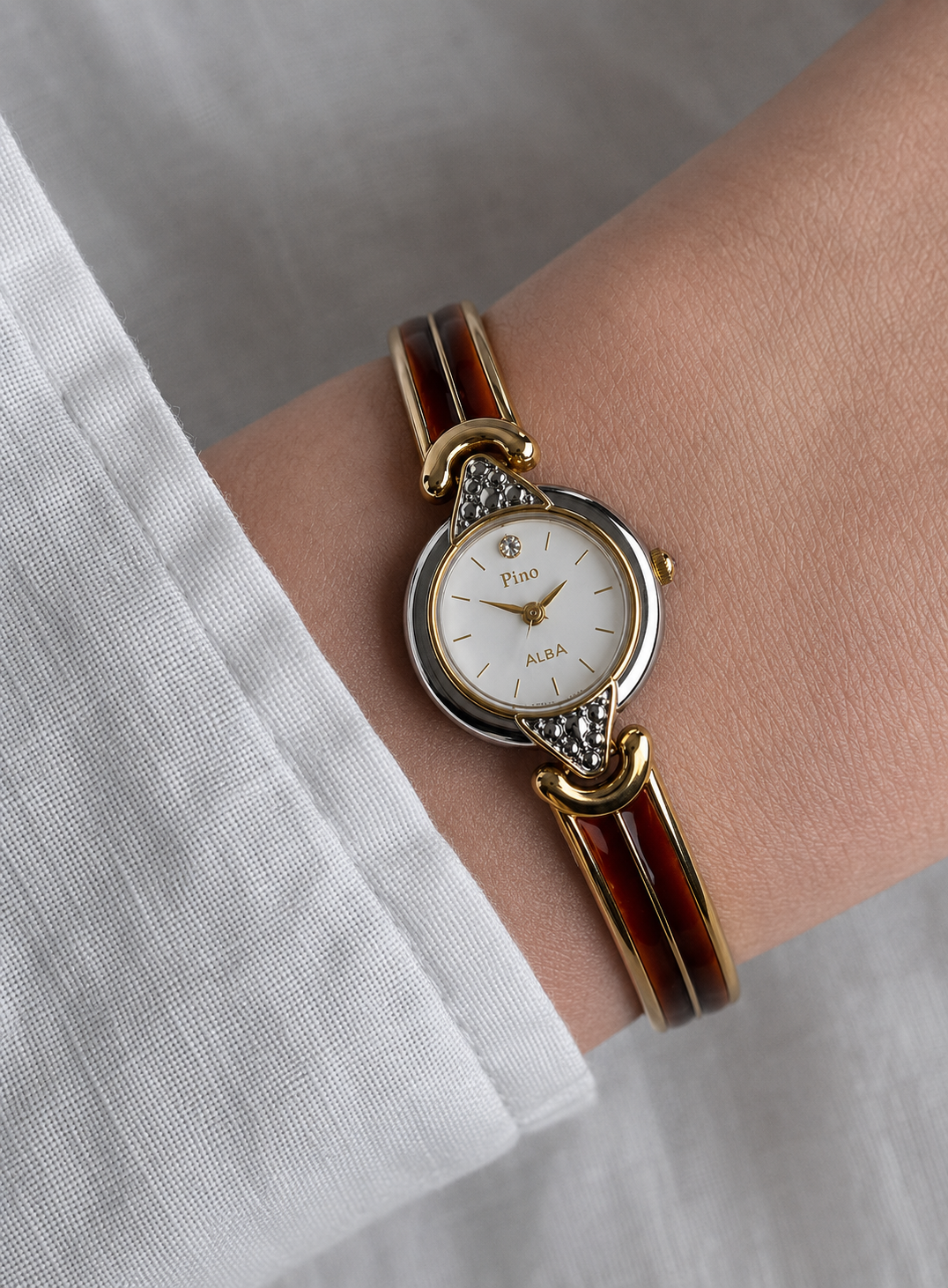 Seiko Alba Pino Small Case Amber-Accent Bracelet Watch