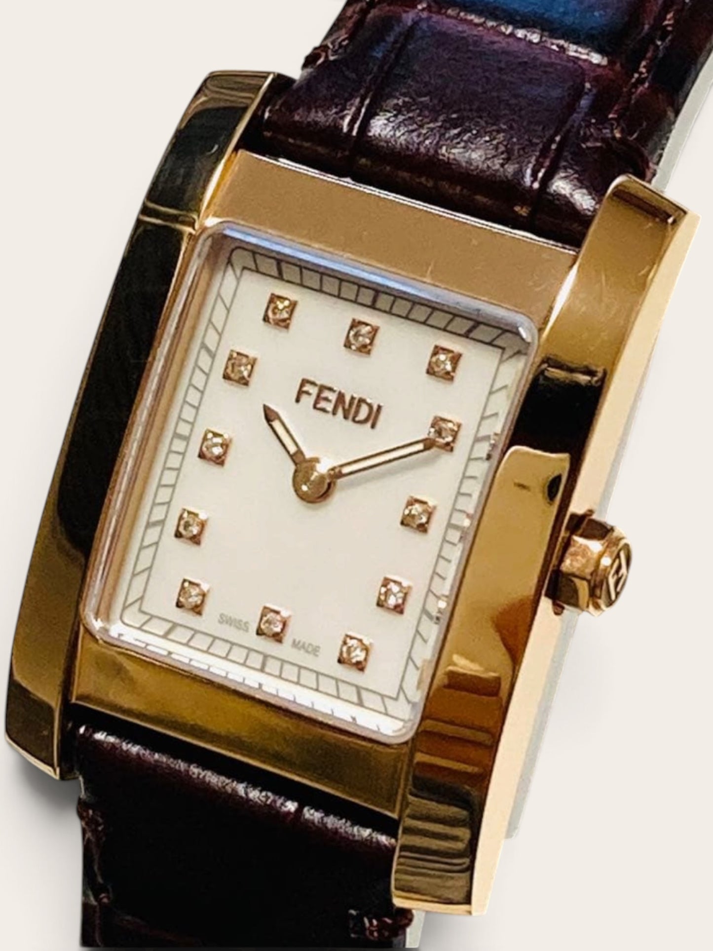FENDI Vintage Watch "Orologi" (12P Diamond, Pink Gold)
