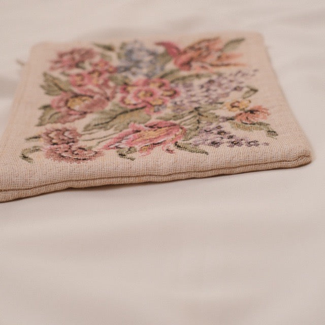 Vintage Petit Point Floral Cosmetic Pouch (Wienerwald, Austria)