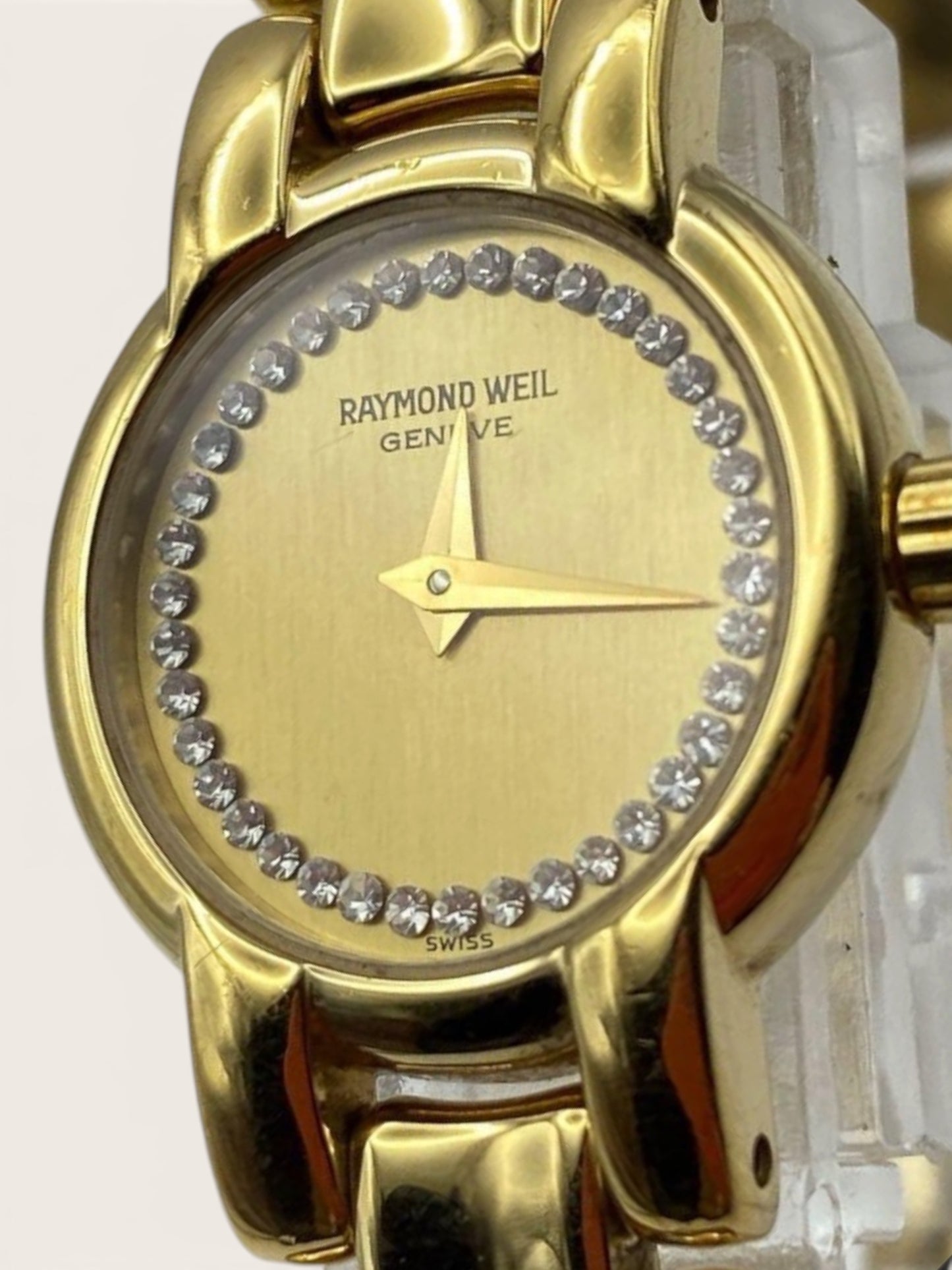 RAYMOND WEIL Gold-Tone Clear-Stone Bracelet Watch