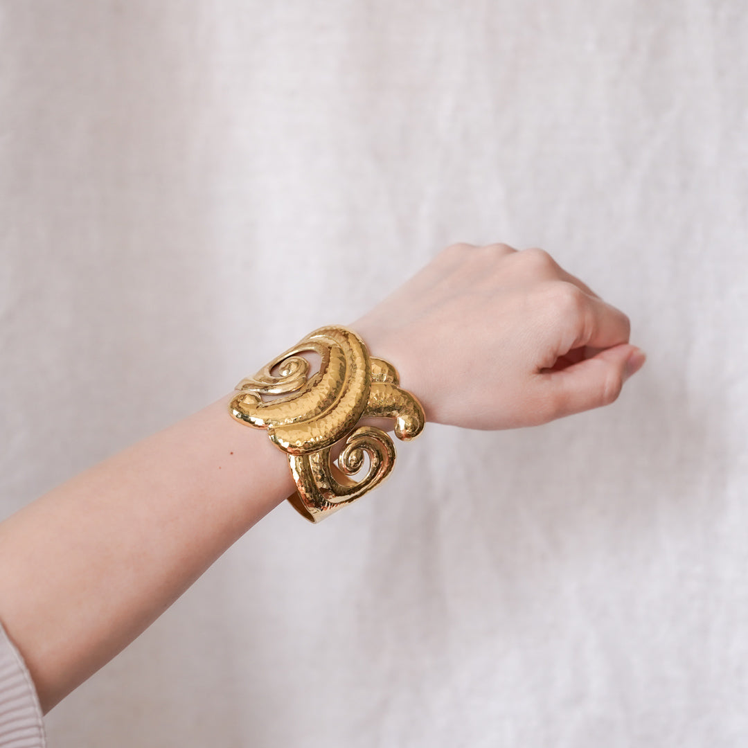 Vintage Gold Spiral Cuff Bracelet