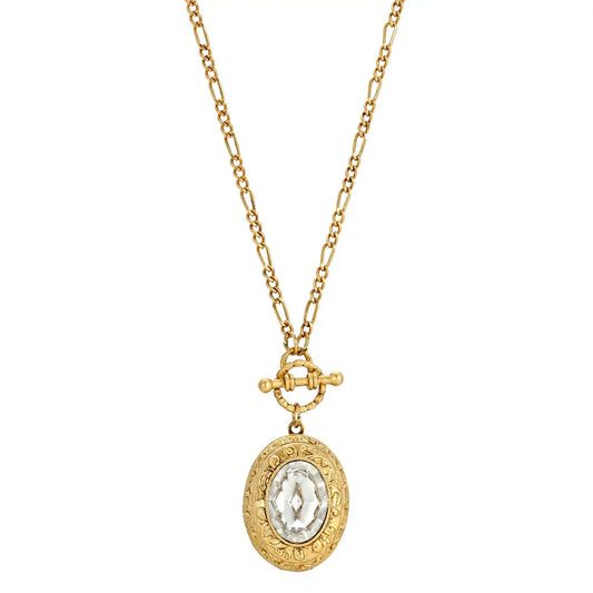 オーバル クリスタル フィリグリー ダブルロケット ネックレス " Oval Crystal Filigree Double Locket Necklace "