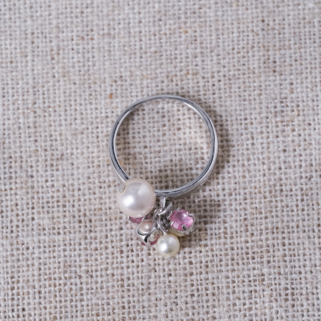 Vintage Freshwater Pearl and Rhinestone Ring