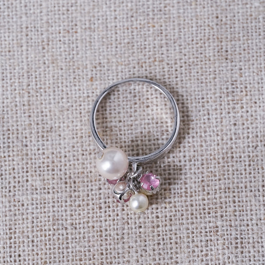 Vintage Freshwater Pearl and Rhinestone Ring