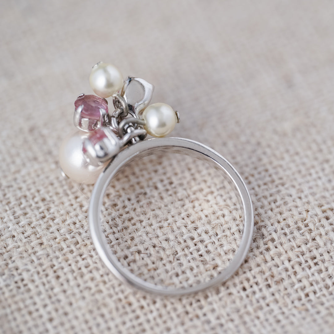 Vintage Freshwater Pearl and Rhinestone Ring