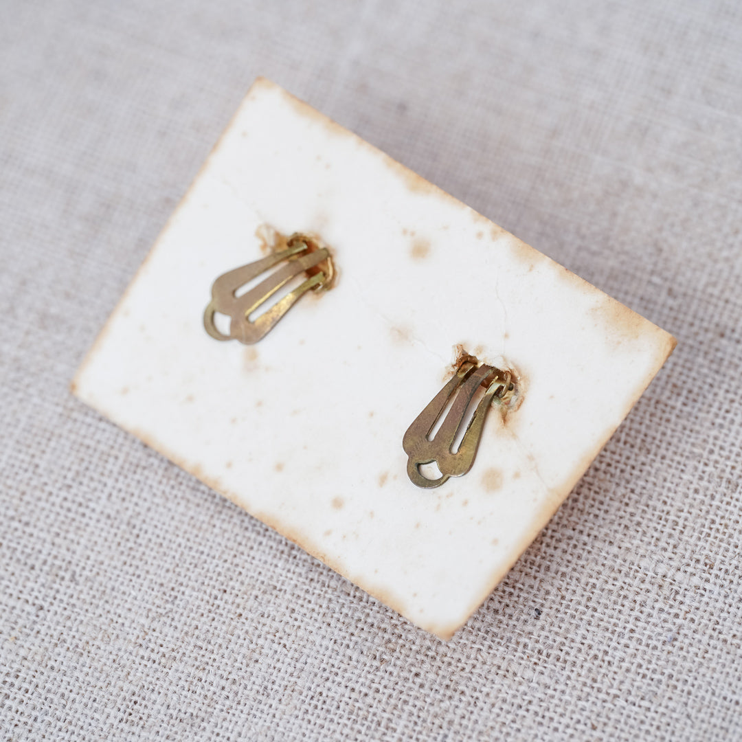 Vintage Austrian Rose Motif Enamel Earrings