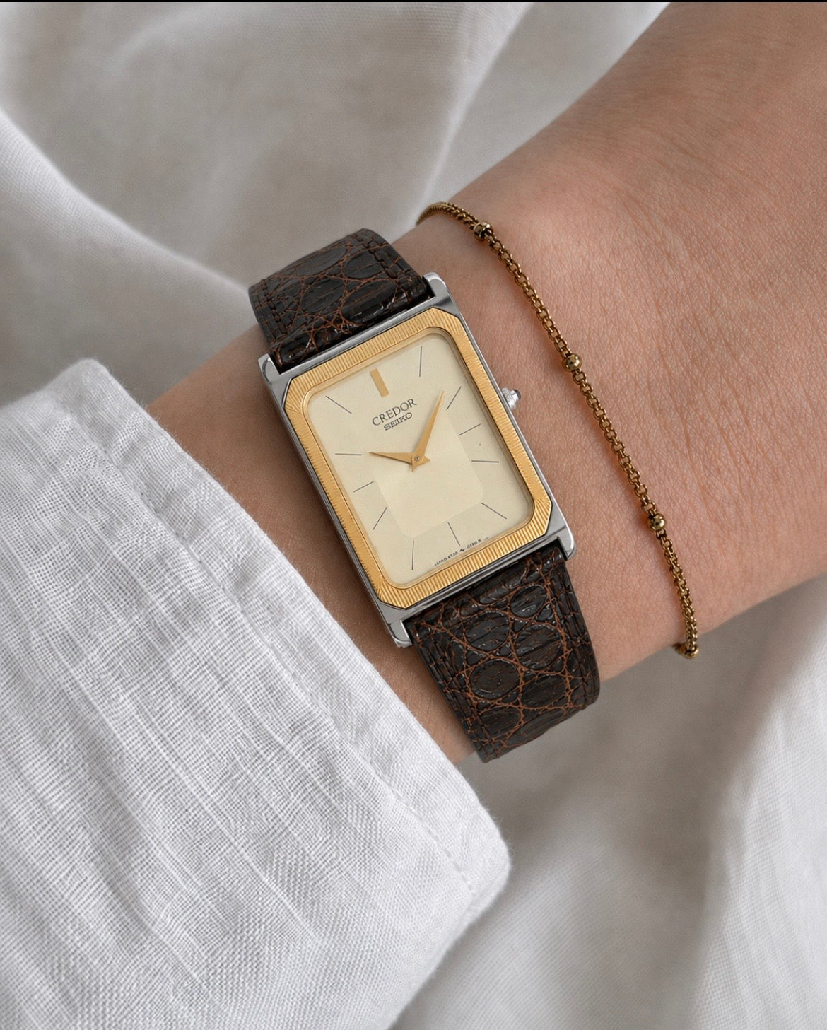 SEIKO CREDOR Two-Tone Rectangular Watch