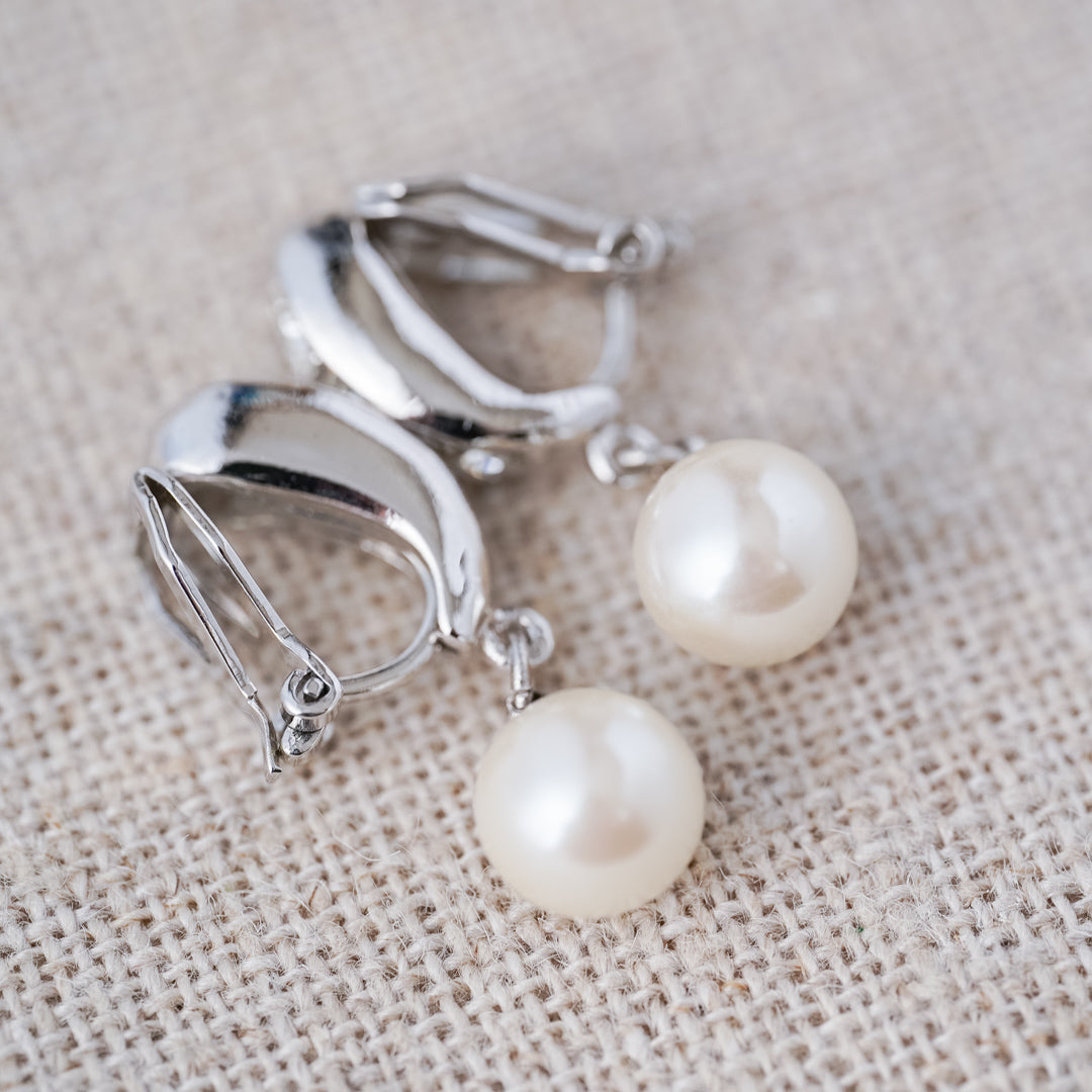 Vintage Pearl Drop and Crystal Earrings