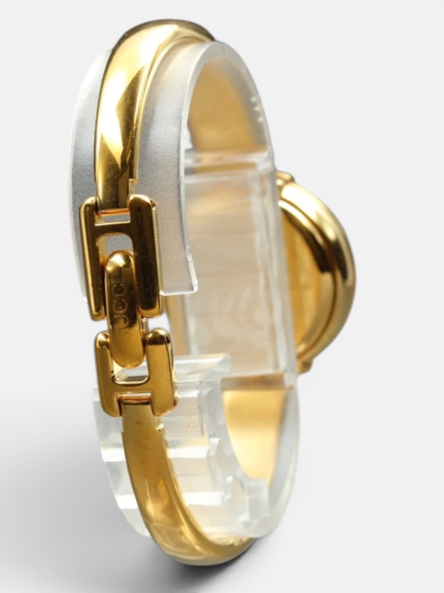 Vintage Gucci White Dial Gold Bangle Watch
