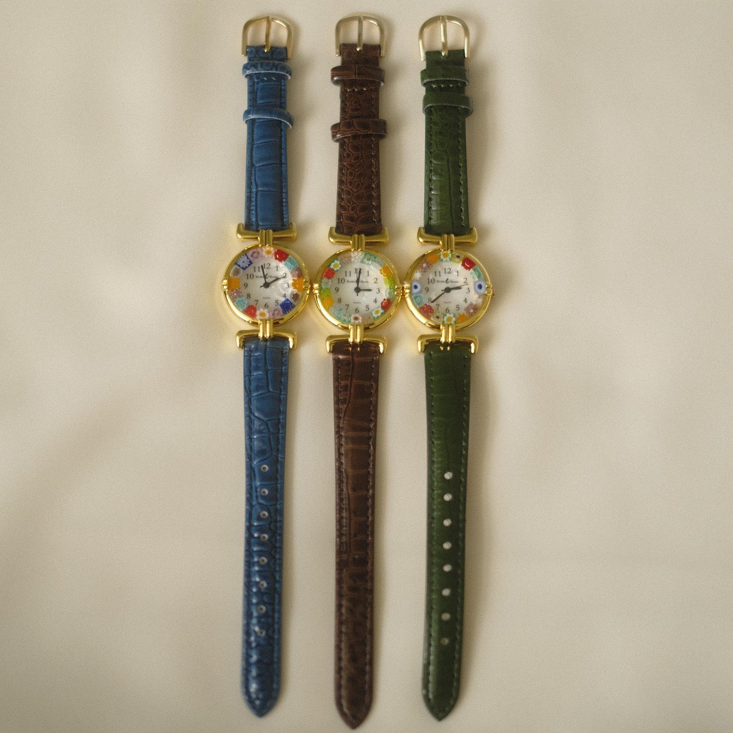 Murano Millefiori Watch With Leather Band - Brown
