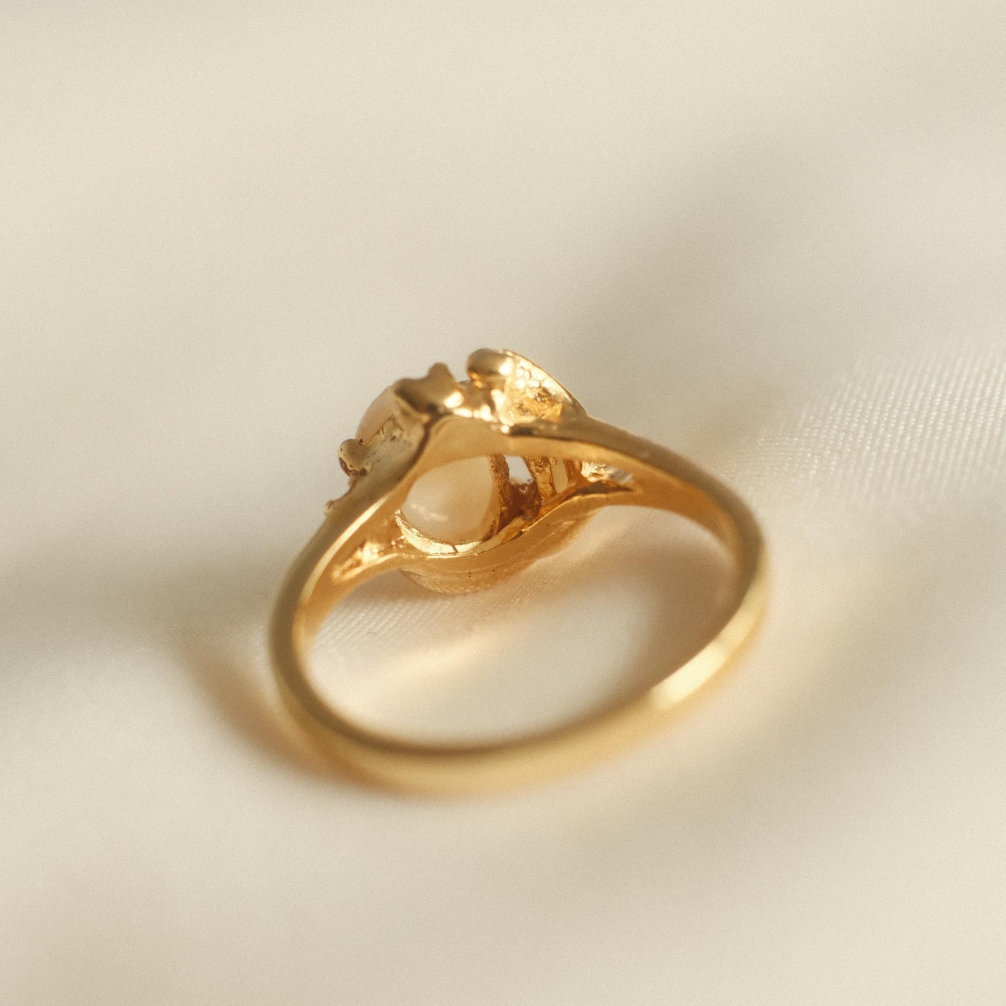 "Ethereal Glow" White Opal Asymmetrical Design Ring