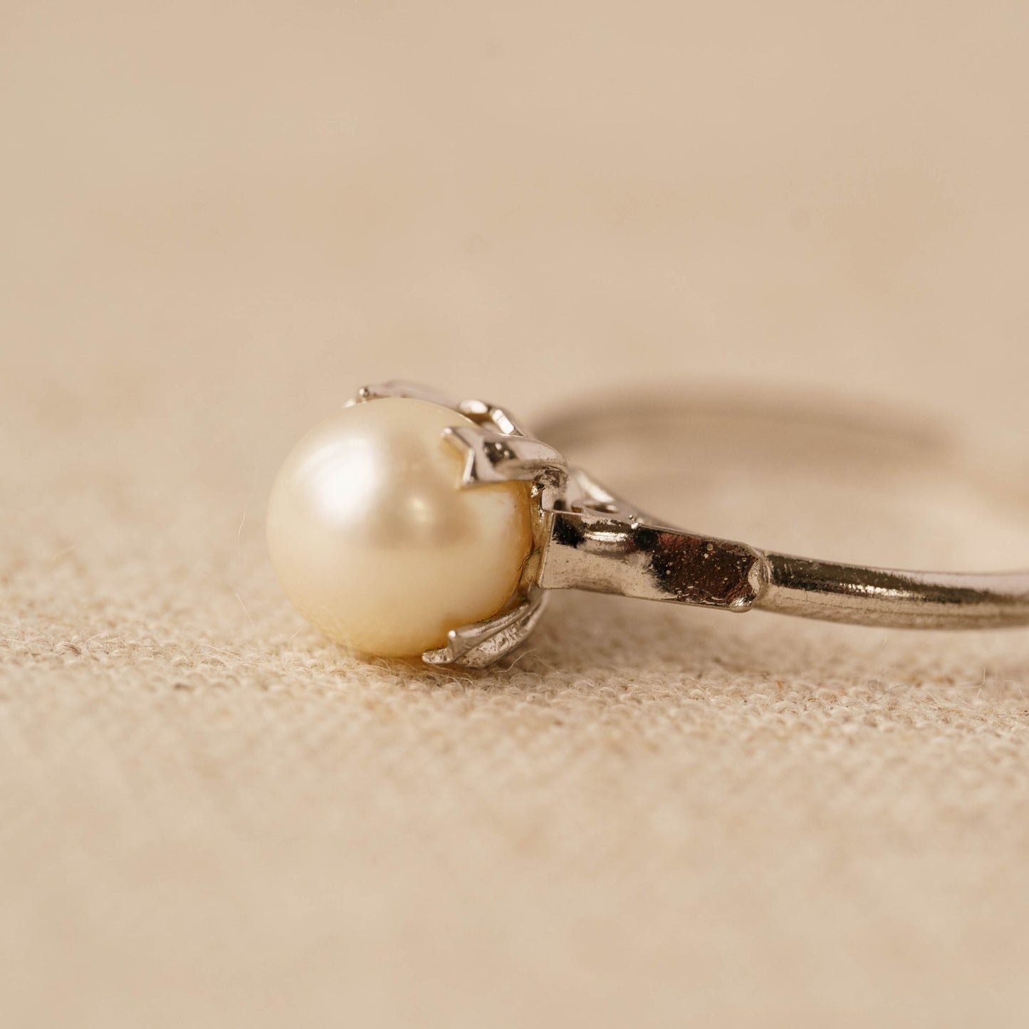 Vintage Silver Pearl Ring