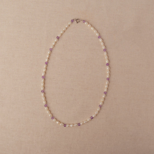Vintage Pearl And Wisteria Stone Necklace