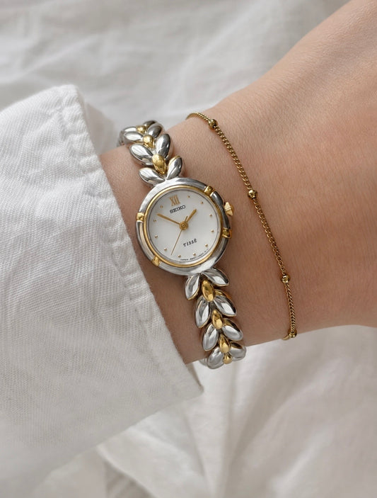 Vintage Seiko TISSÉ Laurel-Motif Two-Tone Bracelet Watch