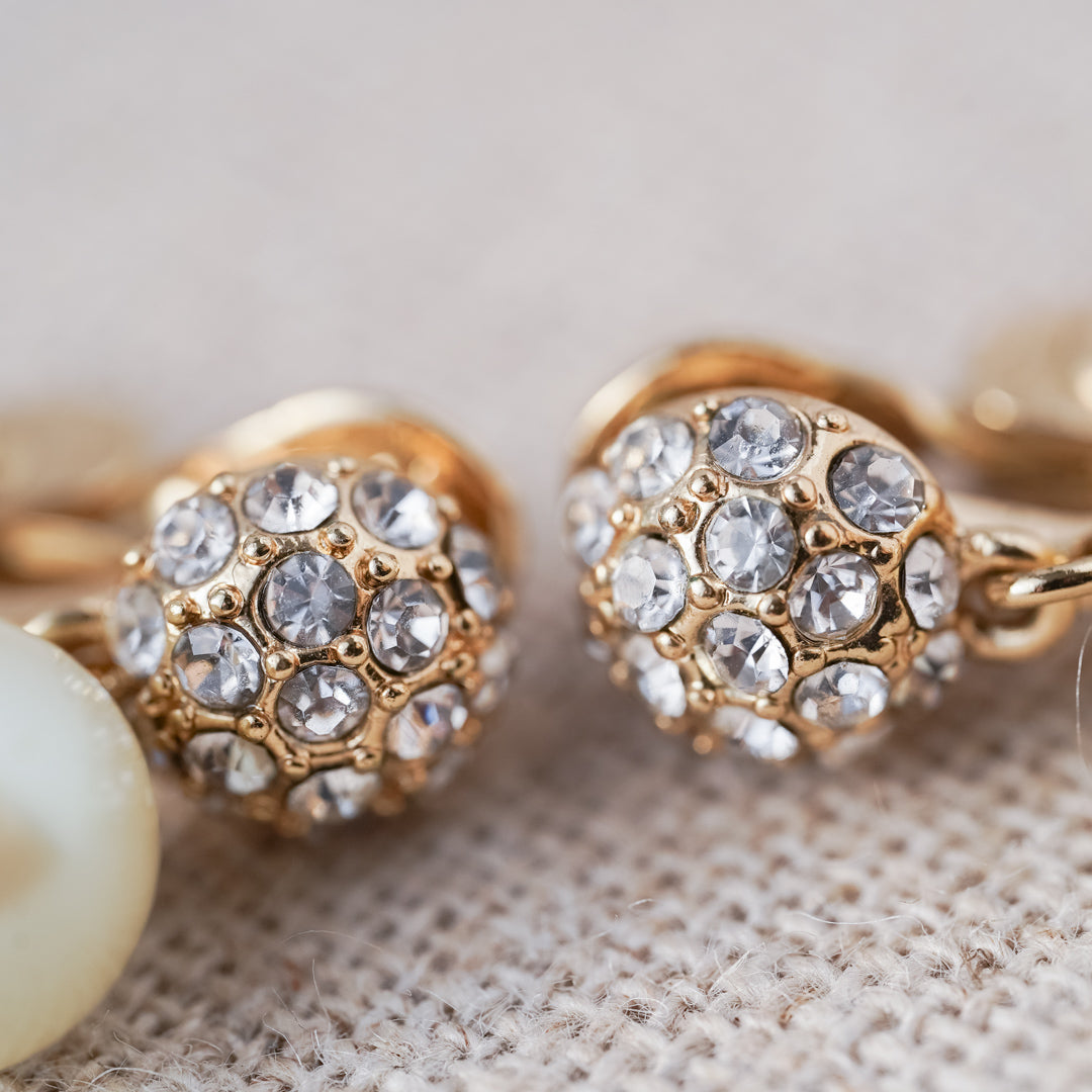 Vintage Rhinestone and Pearl Drop Earrings