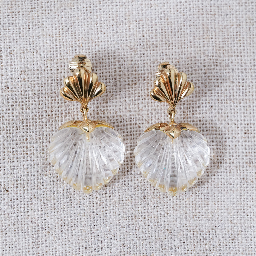 Vintage Shell Motif Glass Earrings